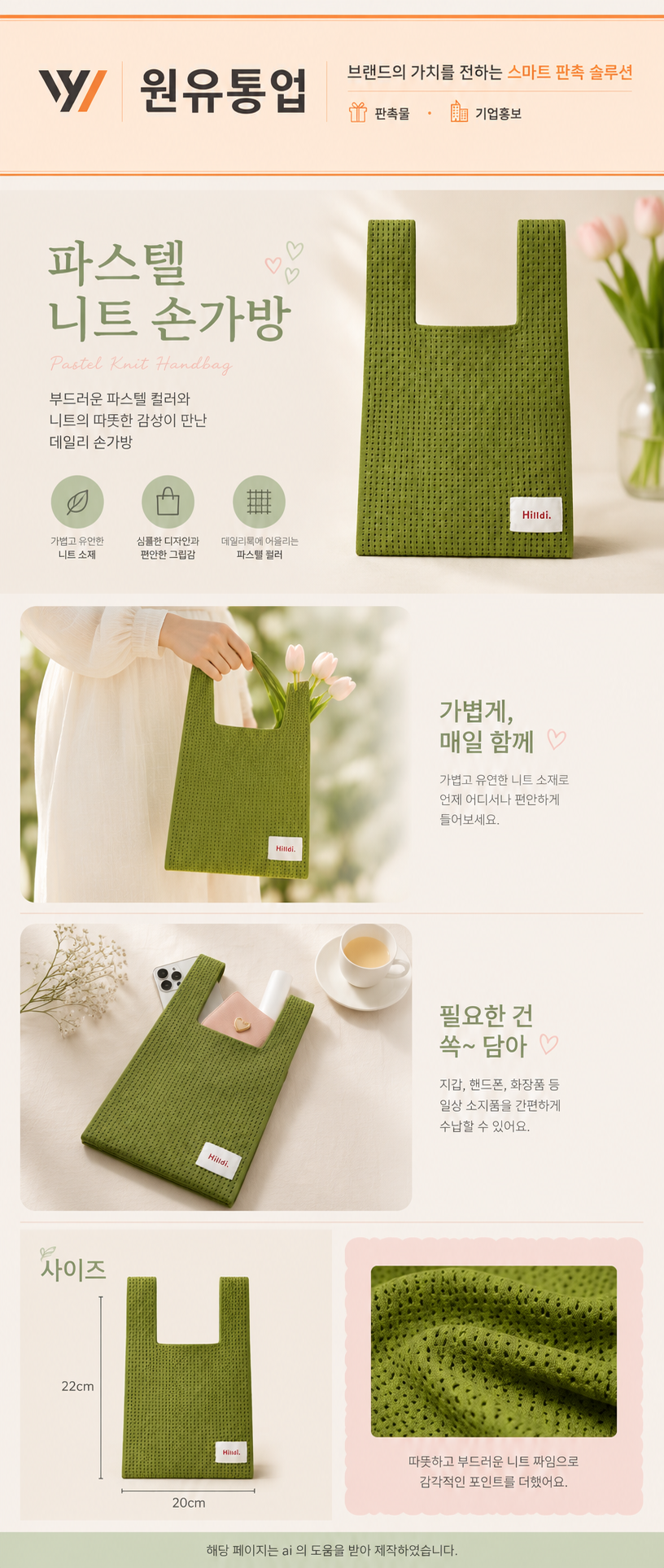 파스텔 니트 손가방 상세이미지