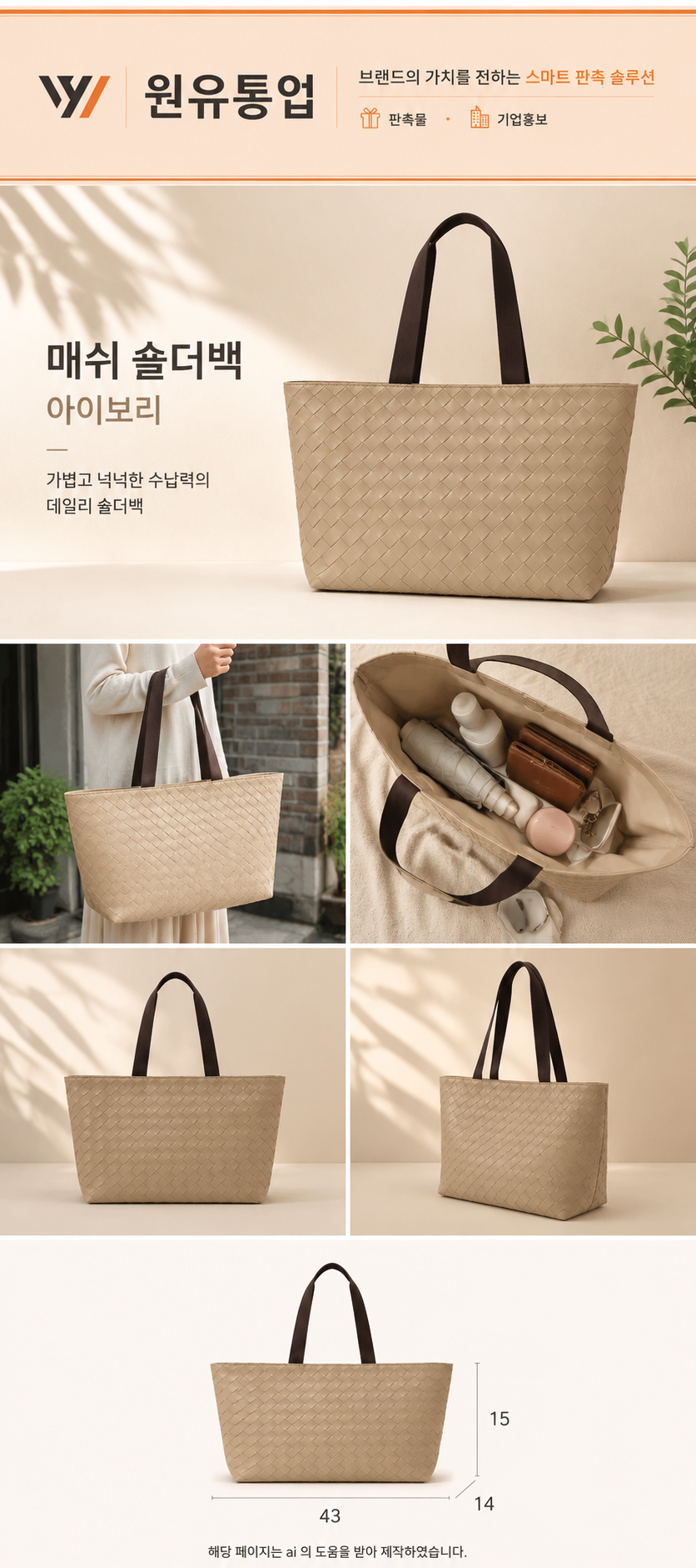 매쉬 숄더 아이보리 상세이미지