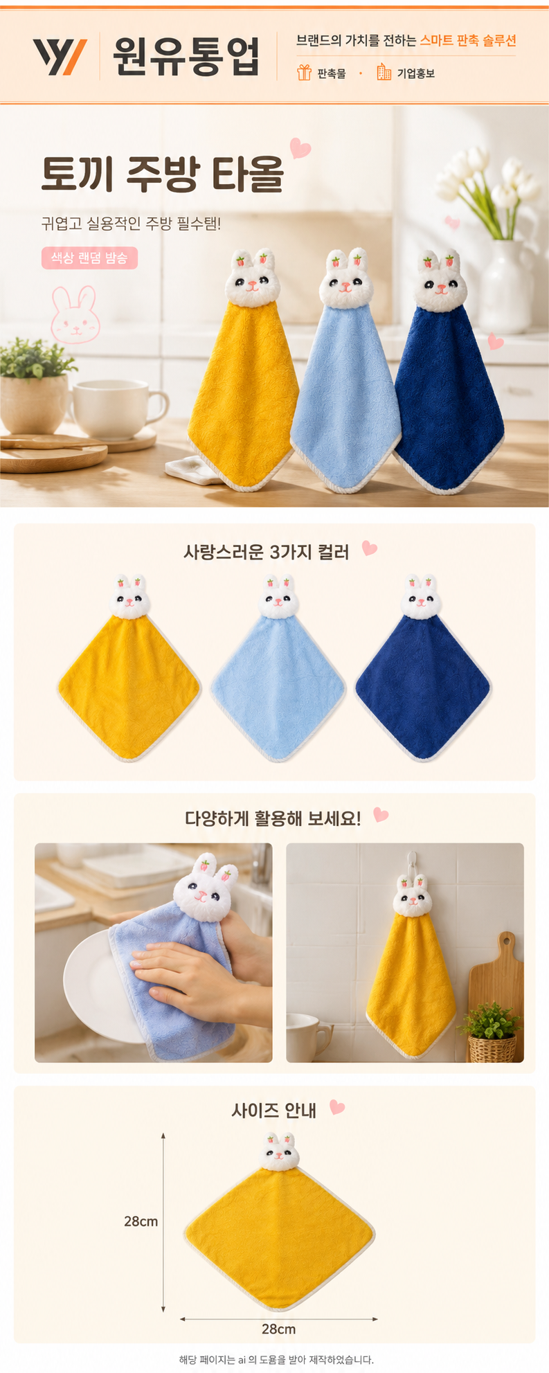 토끼 주방 타올 상세이미지