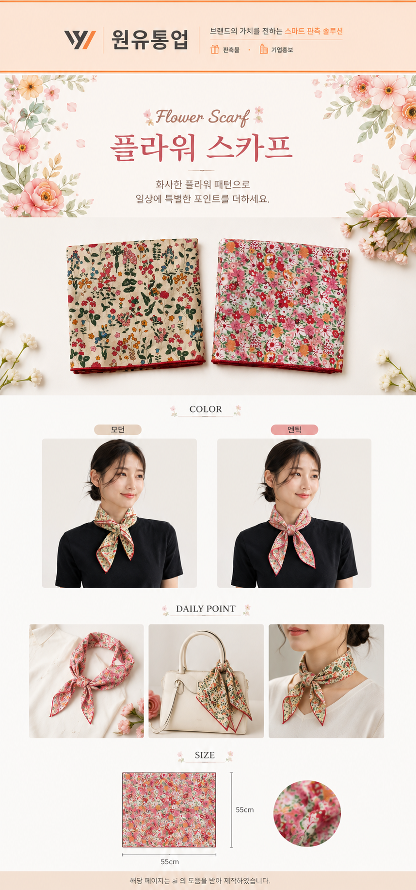 플라워 스카프 상세이미지
