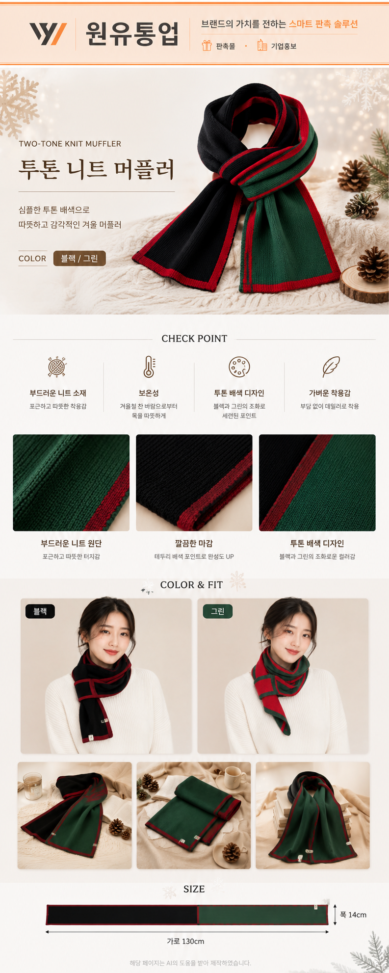 투톤 니트 머플러 상세이미지